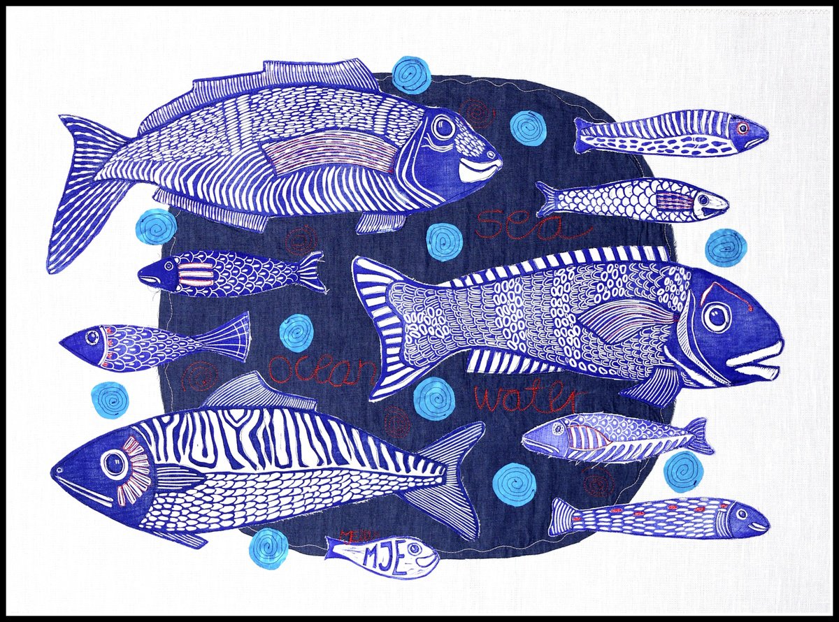 Animal Collage By Mariann Johansen-Ellis, 29 X 21", Sea, Ocean, Water, Original Artwork