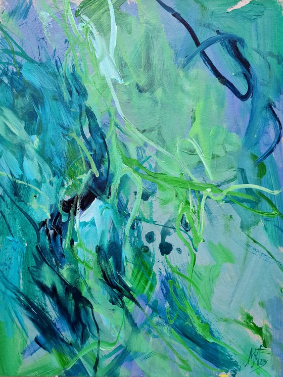 Jungle. Abstract green painting.