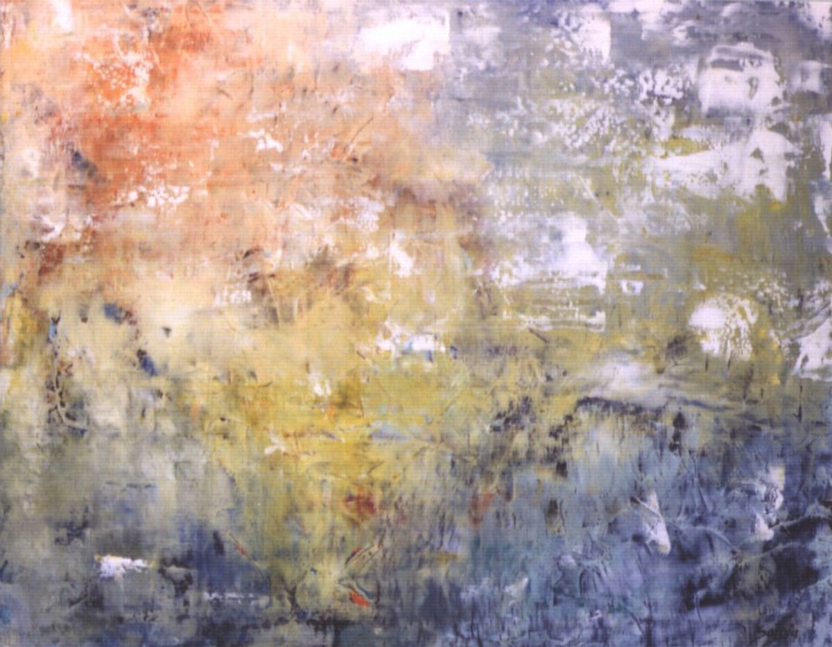 Abstract Landscape Oil Painting By Saroja Van Der Stegen, 30 X 25", Misty Day (Ref#:454-20F), Original Artwork