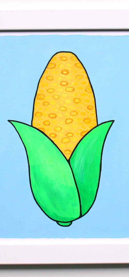 Corn Cob Pop Art Painting On A4 Paper (Unframed) by Ian Viggars