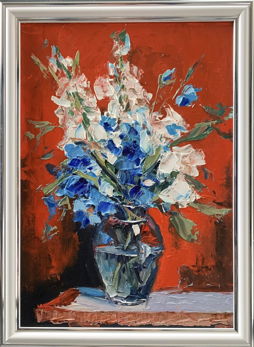 Bouquet White Flowers Bluebell By Vita Schagen, 9 X 13, Artwork For Sale On Artfinder