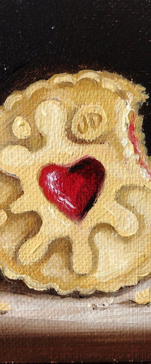 Little Jammie Dodger biscuit #3 still life by Jane Palmer Art