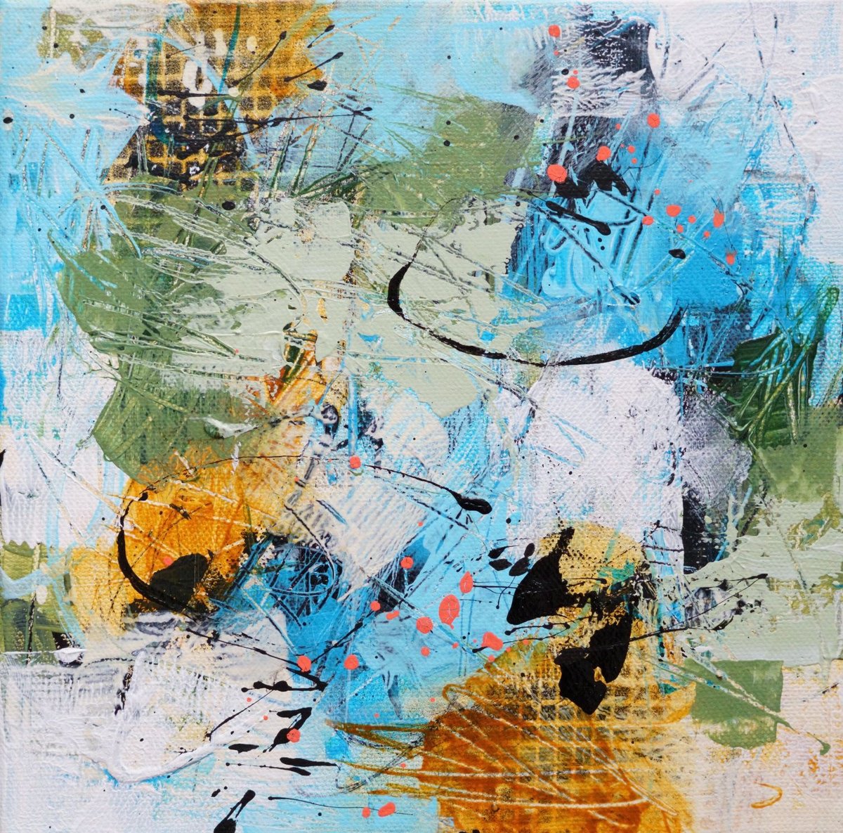 Abstract Acrylic Painting By Vera Hoi, 9 X 9", "Abstract 5", Original Artwork