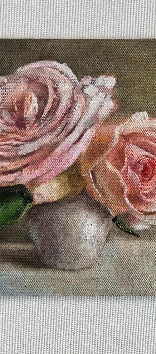 Pink roses still life by Leyla Demir