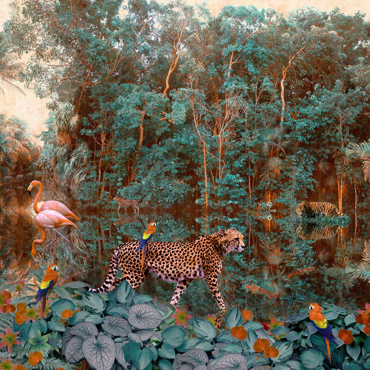 Photorealistic Animal Photograph By Nadia Attura, 28 X 28", Backwaters Forest, Original Artwork