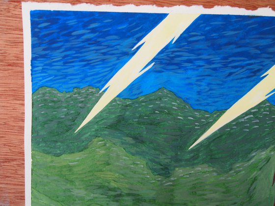 Lightning - Oil painting on paper