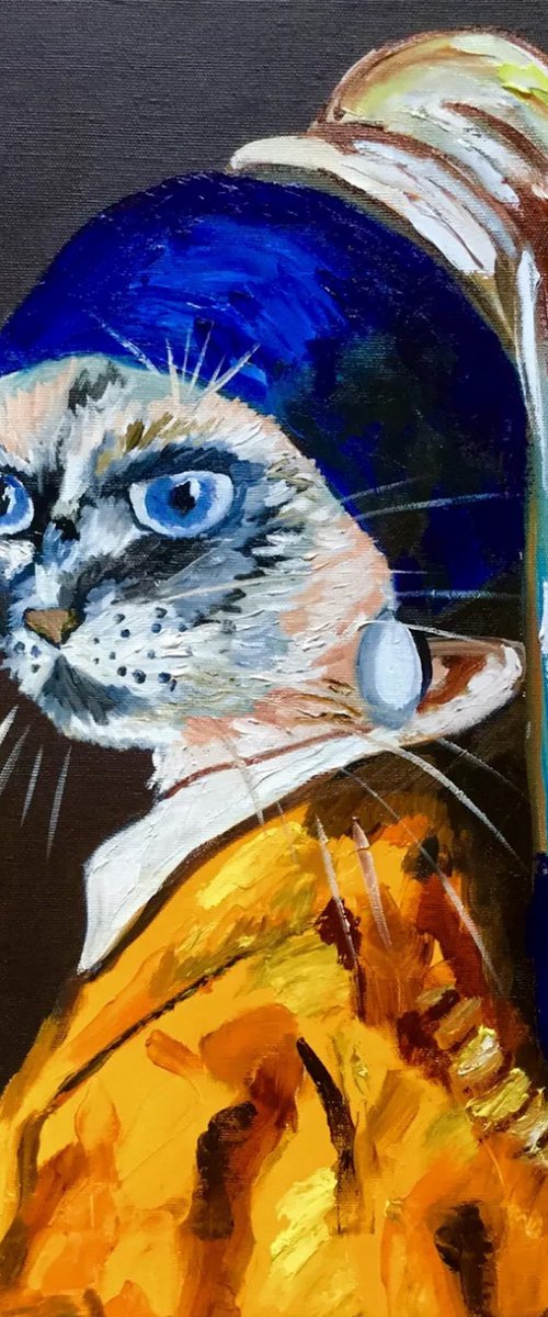 Cat with the pearl earring. by Olga Koval