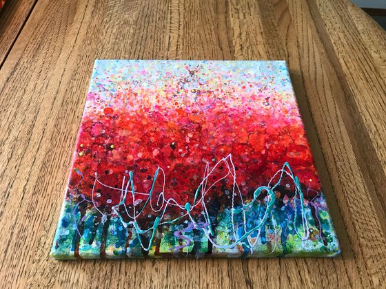 Abstract Poppy Field   #2  10 "X 10" X 0.5"  by @OLenaArt