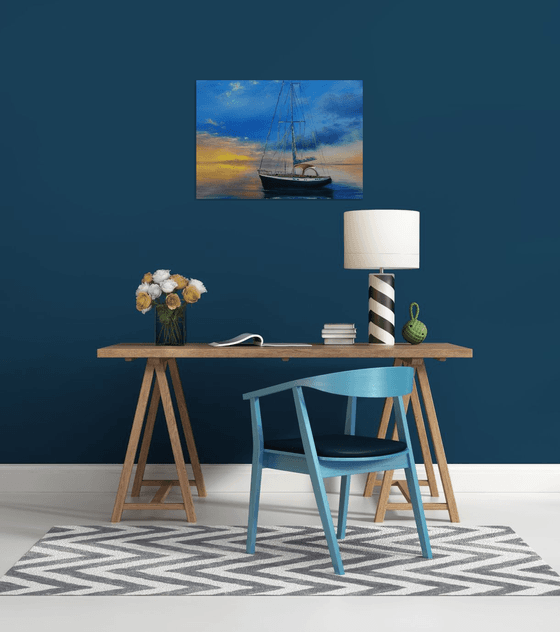 Seascape Morning calm - Seascape painting,  sunrise  painting