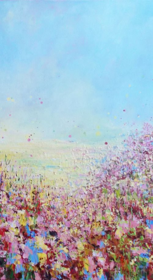 Busy Bees Blooming Meadows original art by Therese O'Keeffe