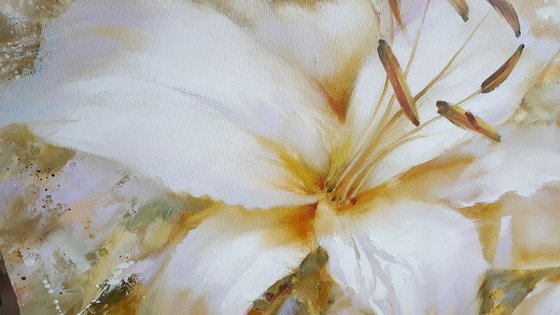 Painting oil flowers Lilies