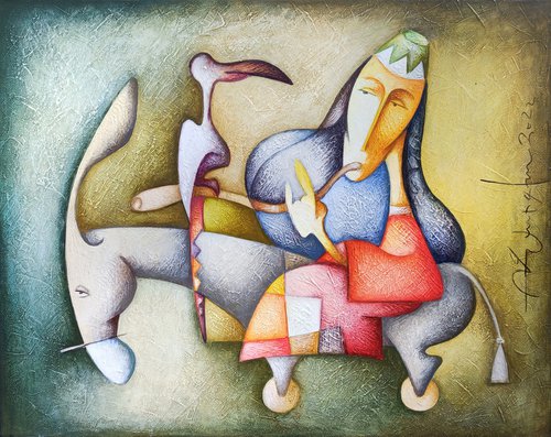 The Wandering Musician (40x50cm, acrylic/canvas, ready to hang) by Sargis Zakarian