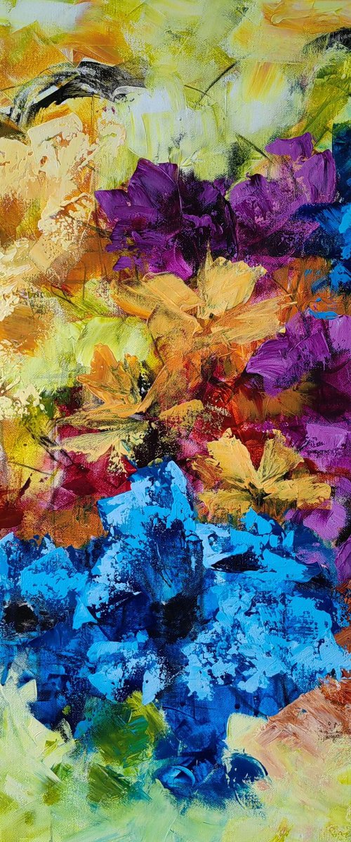 "Euphoria III" from "Colours of Summer" collection, abstract flower painting by Vera Hoi