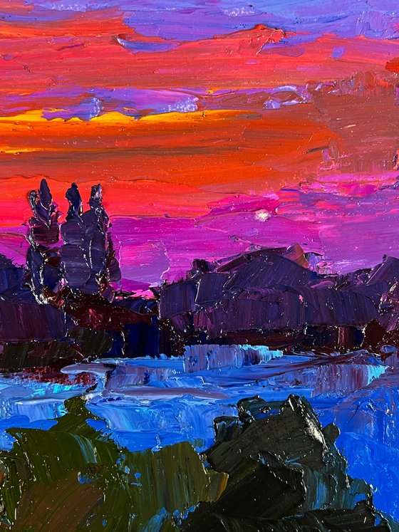 Crimson Sunset in Nature