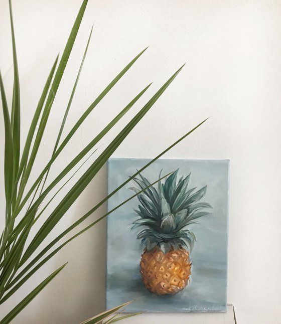 Pineapple art, oil painting still life 25x30cm