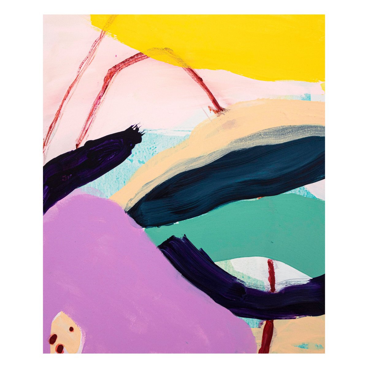 Organic Abstract Acrylic Painting By Suzie Cumming, 21 X 25", Sand Surfing, Original Artwork