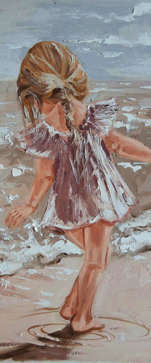 " WAVES ... " original painting palette knife GIFT MODERN URBAN ART OFFICE ART DECOR HOME DECOR GIFT IDEA by Monika Luniak