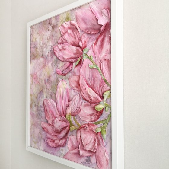 Pink magnolias sculpture painting