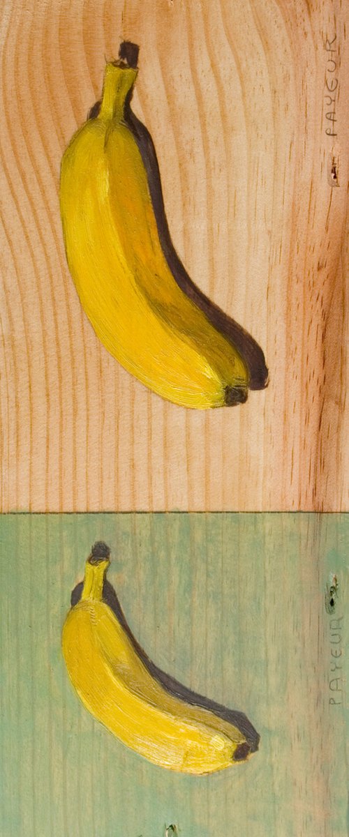 diptych of banana on a wood board for food lovers by Olivier Payeur