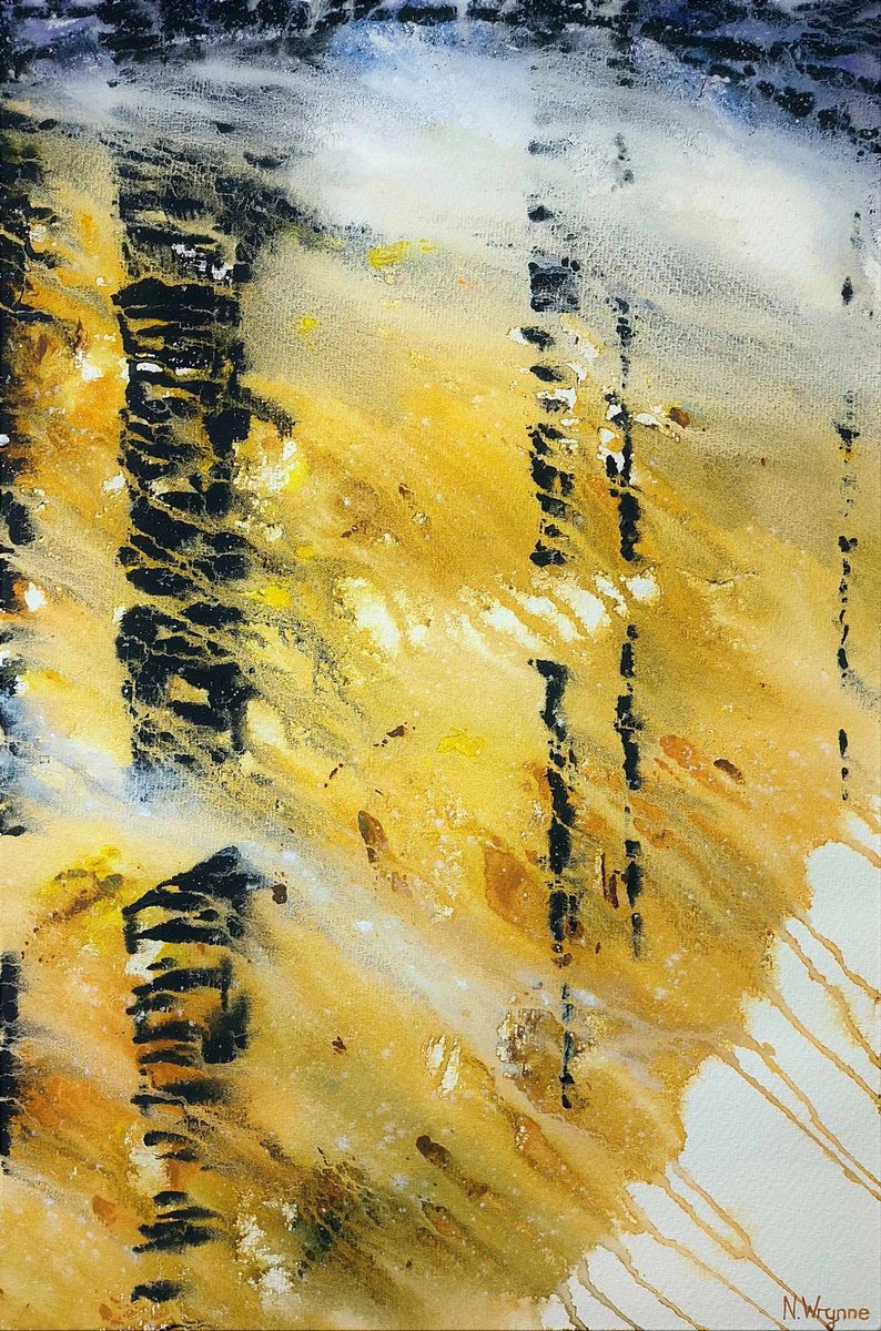 Impressionistic Abstract Watercolour By Neil Wrynne, 15 X 22", Sweet Unrest, Original Artwork