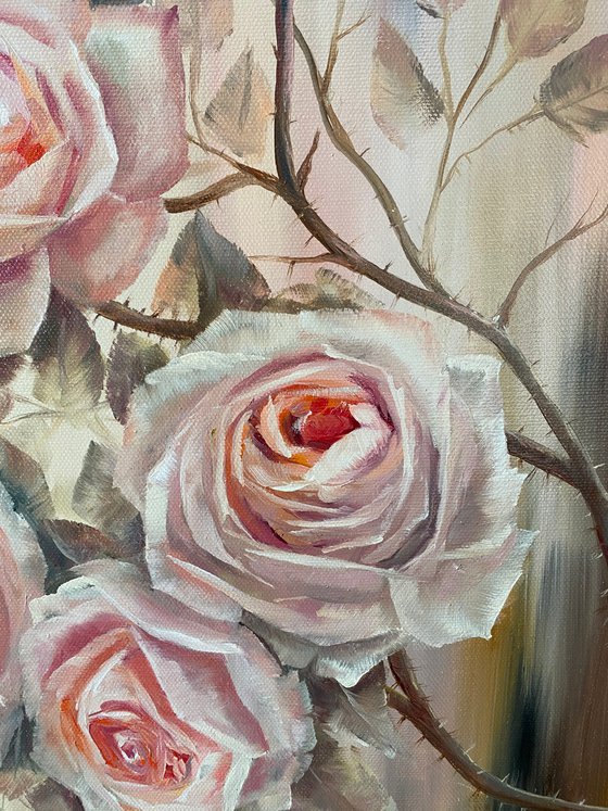 Roses in pastel colors.