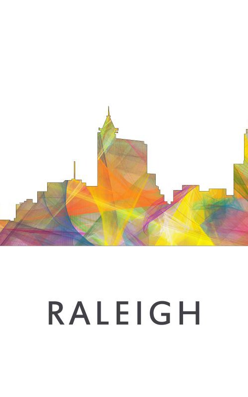 Raleigh North Carolina Skyline WB1 by Marlene Watson