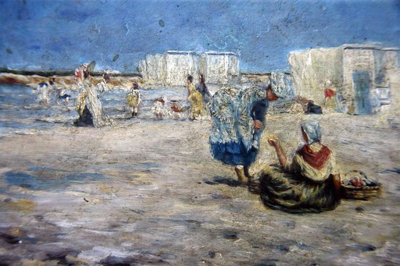 Last XIX th. century Typical French Beaches Scene