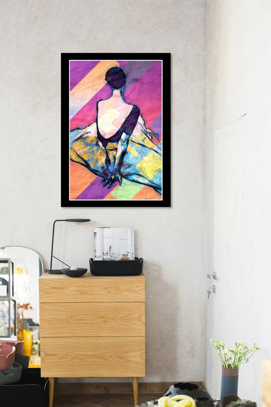 Beautiful Ballerina's Back - Pop Art Modern Poster Stylised Art