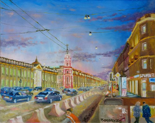 St. Petersburg, Evening Nevskiy Avenue by Juri Semjonov