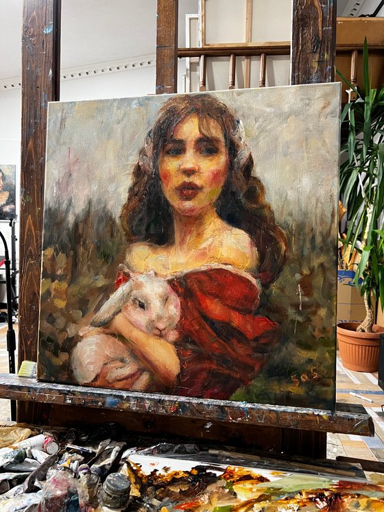 Girl with rabbit