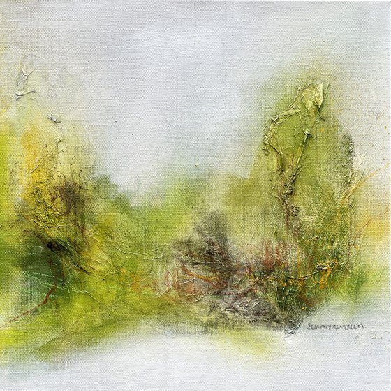 Symphony of Nature No. 8 -  40 x 40 cm  -  abstract natural landscape  -  structure painting  -  square
