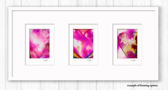 Heart Collection 15 - 3 Small Matted paintings by Kathy Morton Stanion
