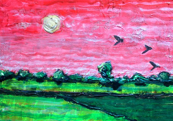 Strawberry Skies II (small 20 cm x 20 cm)