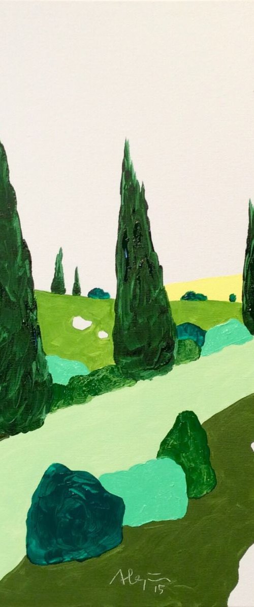 The way of cypresses.  (pop, landscape) by Alejos