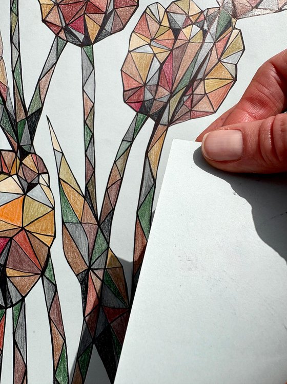 AMBER CRYSTAL TULIPS ON A SOFT BLUE