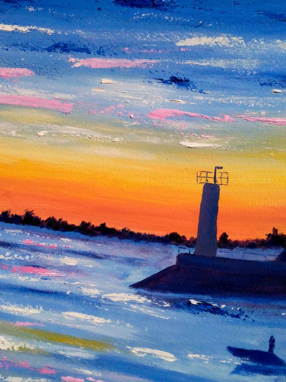 Lighthouse original oil painting