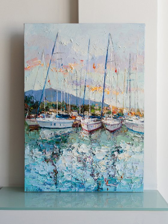 Yachts at sunset