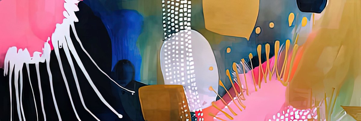 Abstract Acrylic Painting By V+V Kniazievi, 59 X 20", Enchanted Underwater Bloom #2, Original Artwork