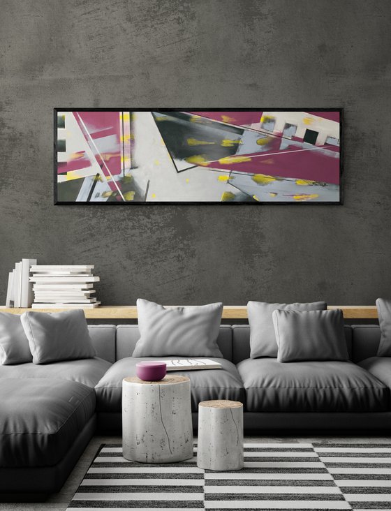 Abstract painting - "Urban abstract" - Abstraction - Geometric abstract - 135x45cm