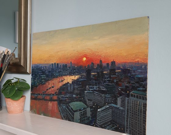 View of London at sunset