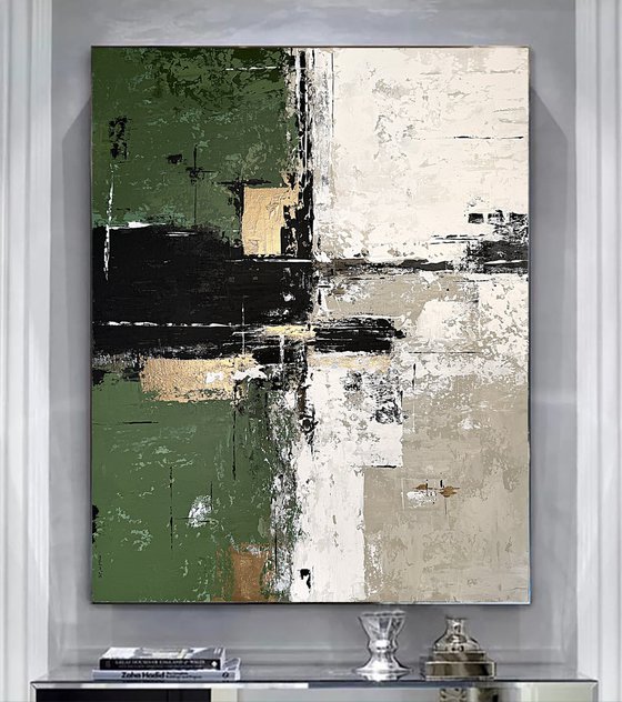 Verdant Axis. Grey Green Gold Textured