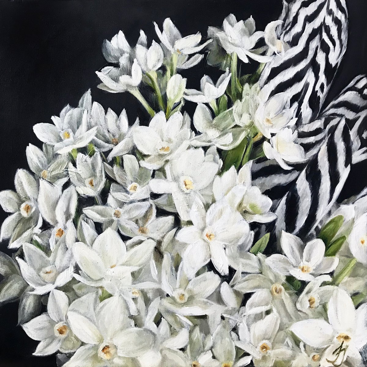 Oil painting with flowers Daffodils 30*30 cm by Irina Ivlieva