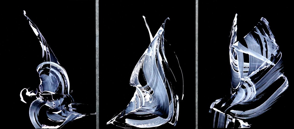 Expressive Abstract Acrylic Painting By Newel Hunter, 54 X 24", Perspectives (Triptych), Original Artwork