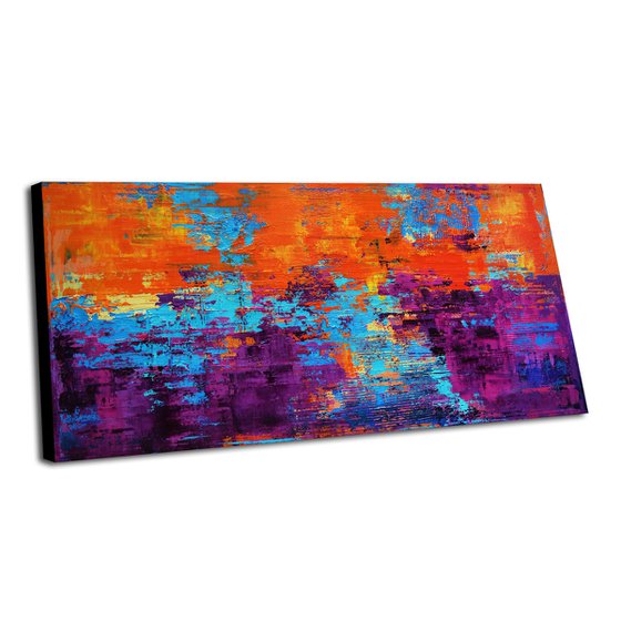 SOUTHERN SUNLIGHT * 63" x 31.5" * TEXTURED ARTWORK ON CANVAS * ORANGE * BURGUNDY