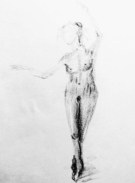 Erotic dance.Original nude drawing.