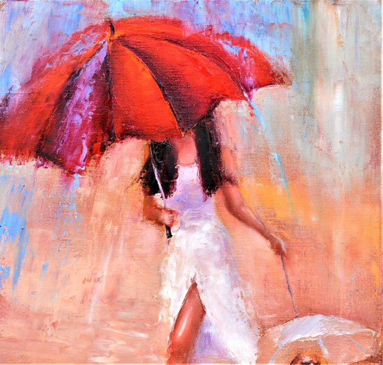 Walk under umbrella