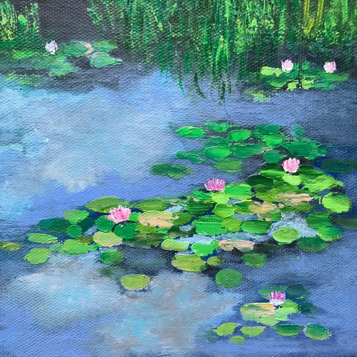 Water Lilies 3 ! Monet's Garden ! Impressionist Art by Amita Dand