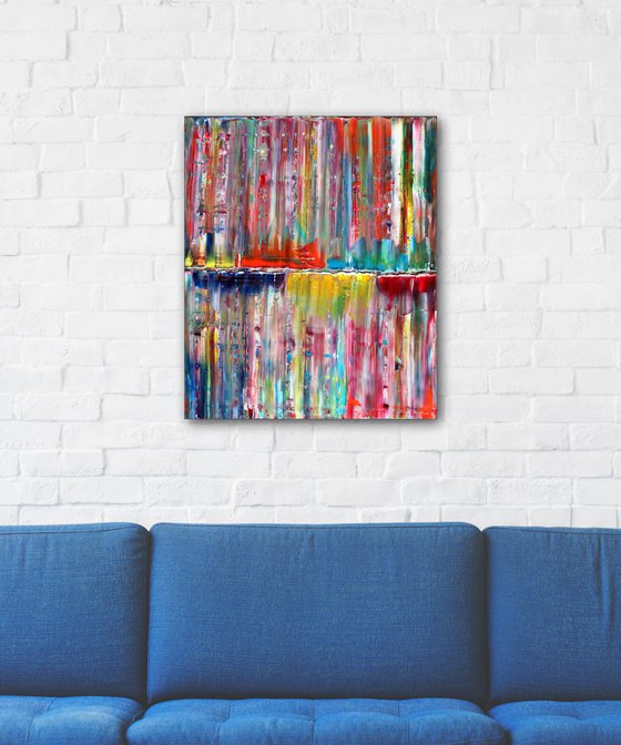 "Meeting In The Middle" - Original Abstract PMS Oil Painting on Canvas, 20" x 24" inches