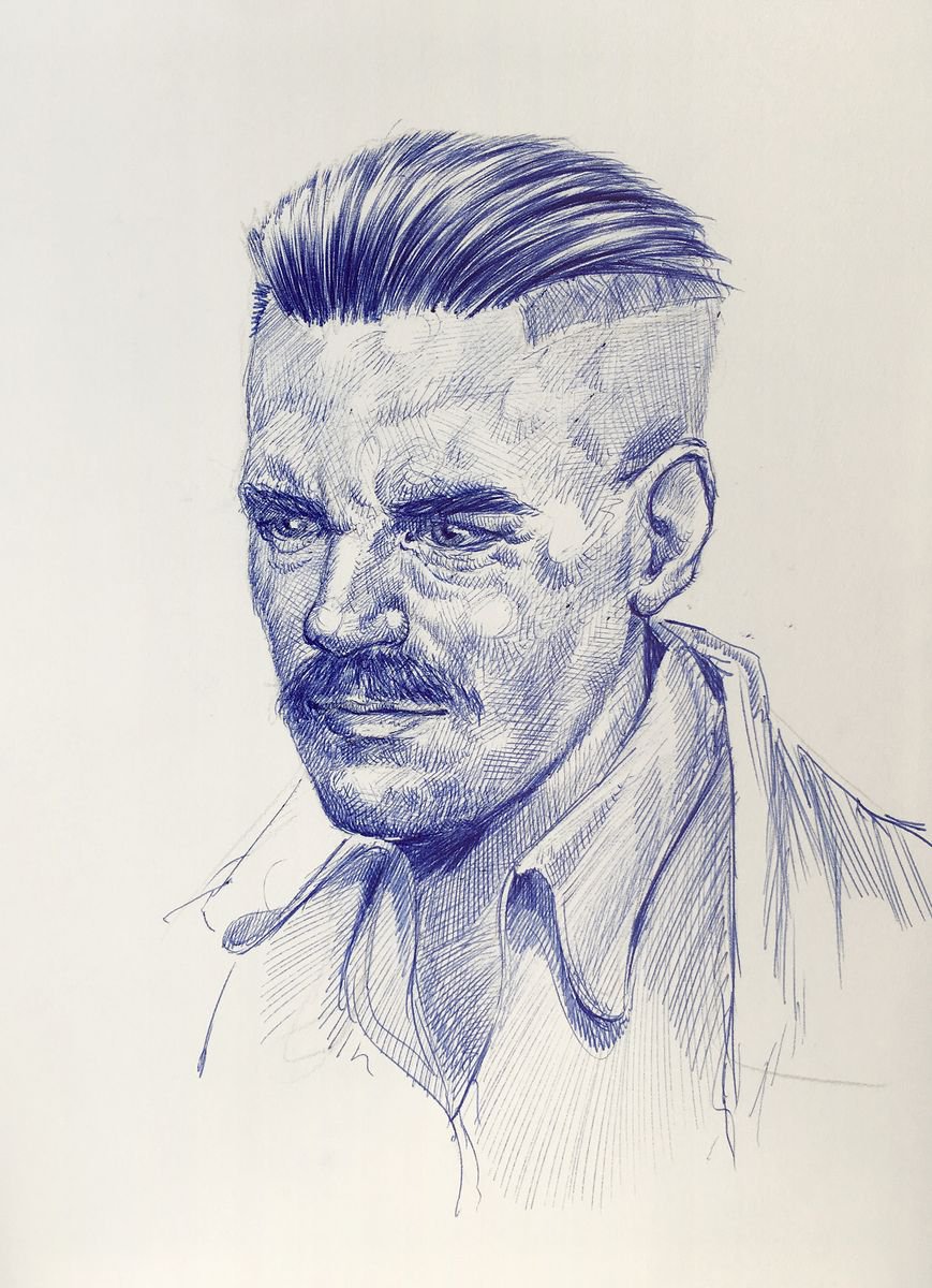 Portrait Ink Drawing By Dario Moschetta, 8 X 11, Portrait 246, Original Artwork