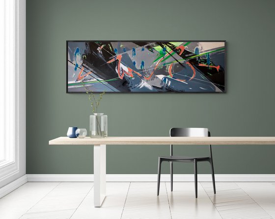 Super Big Abstract - "Green space abstract" - Geometric abstract - Abstractioncm - 175x55cm - 2022